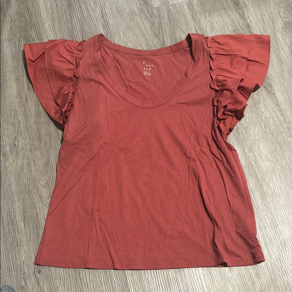 Ruffled Sleeve Top NWT